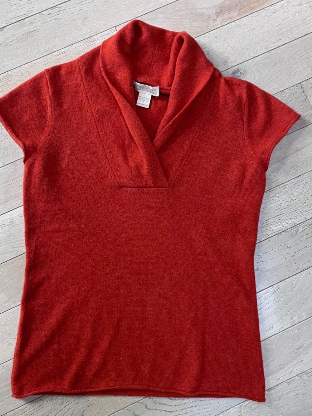 Simple Cashmere, 100% 2-ply Cashmere Short Sleeve Sweater - Small